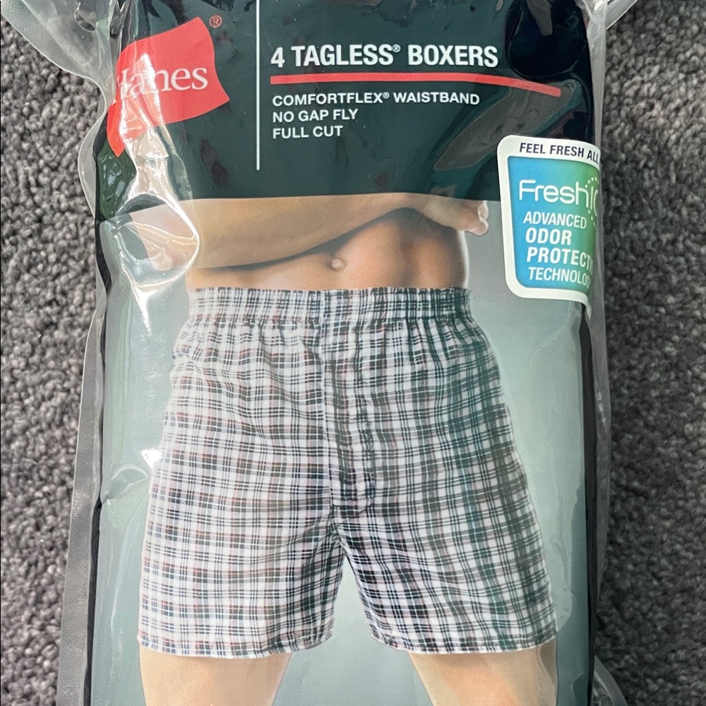 3/$20 Hanes Men's Tagless Boxers - Black and White Plaid